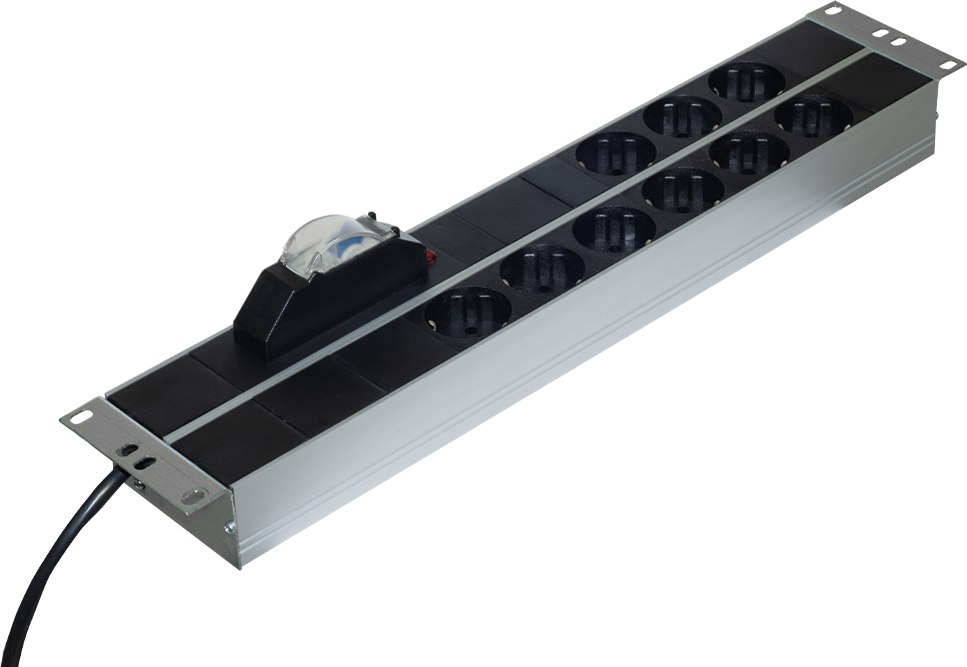 19" 2U 9'lu Power Ledli Alüminyum Schuko Grup Priz